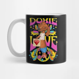 Doxie Love on a Doxie Dog Dachshund love tee Mug